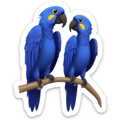 Hyacinth Macaw pair Full Body love with heart sticker