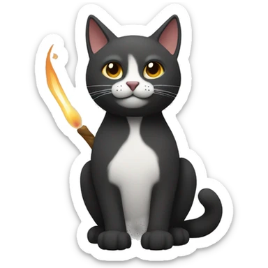 silueta de un gato con una vela sticker