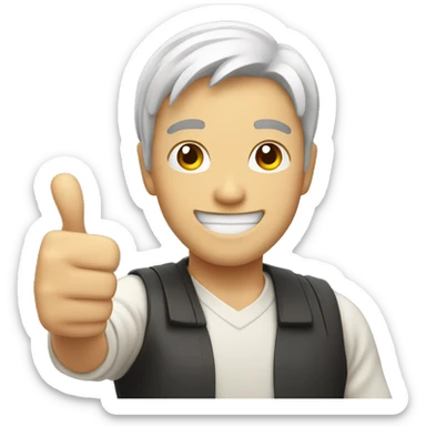 Smiling Japan man showing thumbs up  sticker