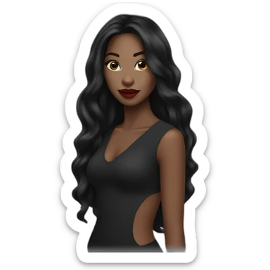 Beautiful Black women long hair lipstick sticker