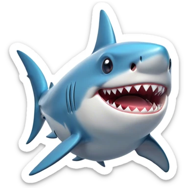 Cinematic Comical Shark Portrait Emoji, Head tilted dramatically with an exaggeratedly amused expression, featuring a striking, glossy streamlined body with bold accents and wide, expressive eyes filled with playful disbelief, Simplified yet hilariously expressive features, highly detailed, glowing with a slightly sassy glow, high shine, dramatic yet playful, stylized with an air of cheeky marine mischief, bright and endearing, soft glowing outline, capturing the essence of a spirited and over‐the‐top shark, so meme‐worthy it feels like it could snap its jaws into internet fame instantly! sticker