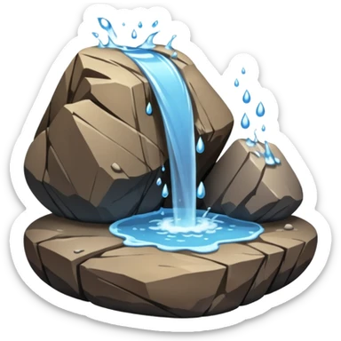 water pouring onto rocks and steaming sticker