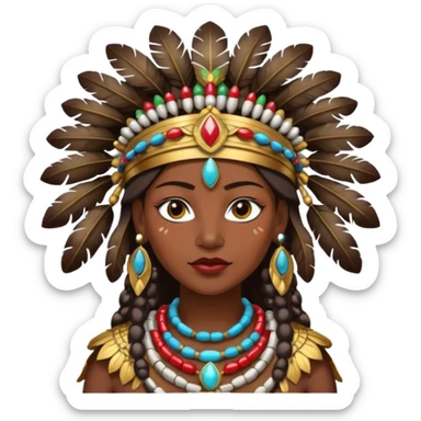 A strong female chief with decorated beads, confident posture, and protective aura.
 sticker