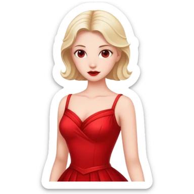 white conservative woman in full red dress sticker