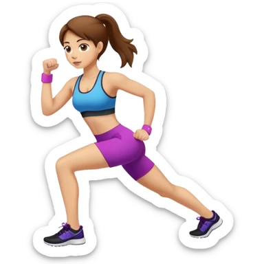 Girl with brown hair working out sticker