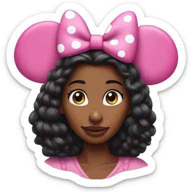 pink Minnie mouse ears very long hair black woman sticker