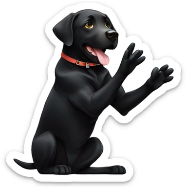 black labrador makes high five with his paw, only the upper body sticker