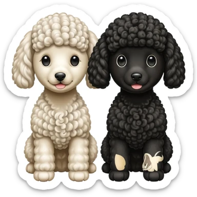 Dos caniches,uno blanco y el otro negro,QUE SEA RAZA CANICHE  sticker