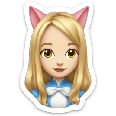 alice in wonderland with a cat head sticker