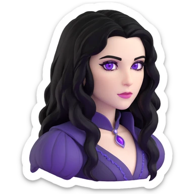 Yennefer from Witcher with black hair and purple eyes sticker