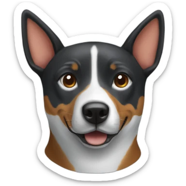 Black Basenji wearing shark costume sticker
