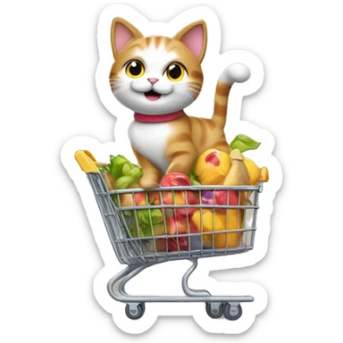 happy cat on a shopping spree sticker