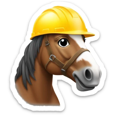 horse wearing a construction helmet sticker