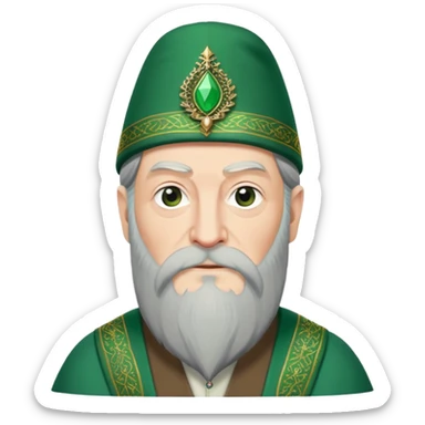 albus dumbledore from harry potter with green turkish fez hat and decorative motifs, no gem sticker
