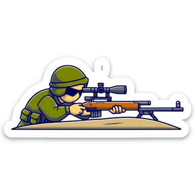 sniper cartoon lying down shooting position sticker