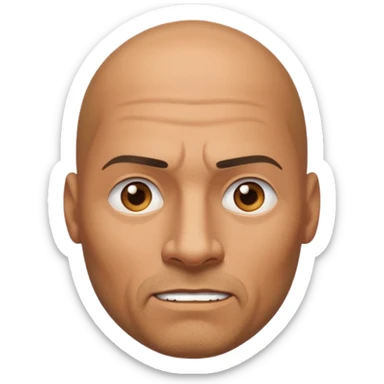 The Rock emoji, apple style, bald, confident expression, subtle goatee sticker