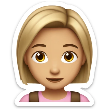 Niña de pelo largo y castaño claro ojos cafés es piel morena clara con pestañas sticker