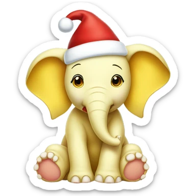 baby yellow elephant wearing Santa hat sticker