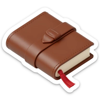 leather-bound notebook, skeuomorphism style sticker