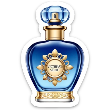 Victoria's Secret Rush fragrance, stylish blue and gold perfume bottle sticker