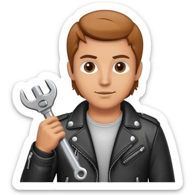 motorcyclist with a wrench sticker