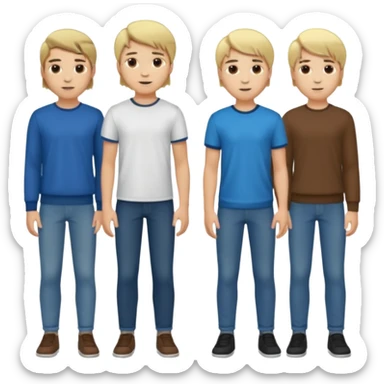 Cartagineses: un grupo de hombres jóvenes, pelo largo rubio y castaño, ropa buena, cara de niños de alrededor de unos 20/25 años.
cuerpo entero sticker