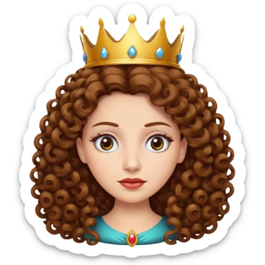 Queen with curly hair and white skin rolling her eyes sticker