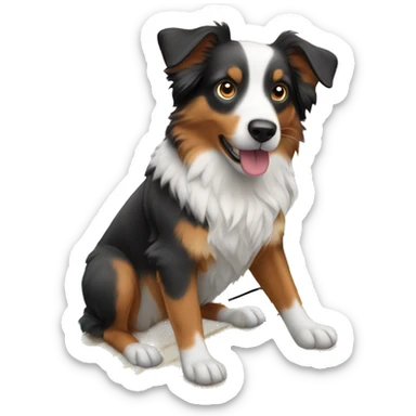 Australian Shepard on a surfboard  sticker