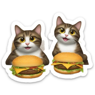 two cats eating cheeseburgers in paradise sticker
