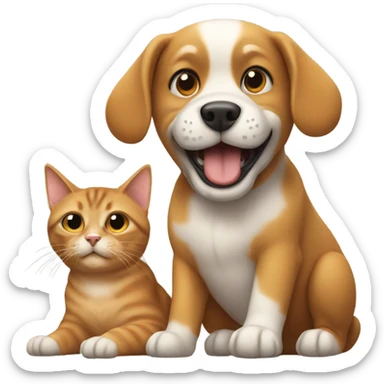 Dog and cat playing sticker