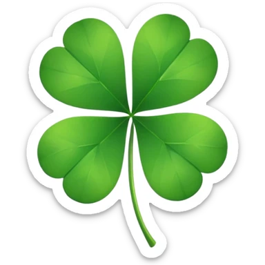 Emoji 🍀 con una letra V pequeña en su medio sticker