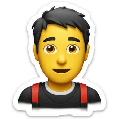 a black and red rectangle with a medium-sized yellow circle in the middle sticker