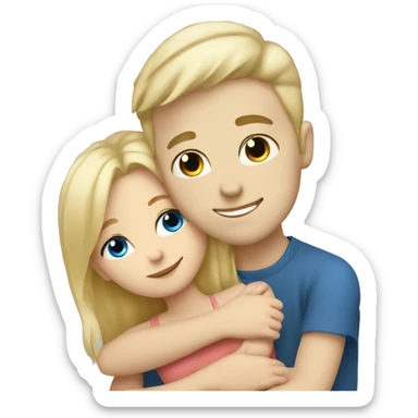 blonde girl cuddling with blonde boy blue eyed sticker
