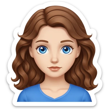 White girl with brown wavy hair and blue eyes sticker
