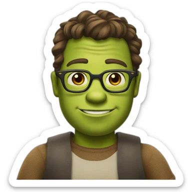 can you make shrek with a cast on his arm, have glasses, have brown hair and slightly darker skin sticker