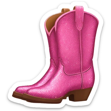 Glitter Pink cowboy boots sticker