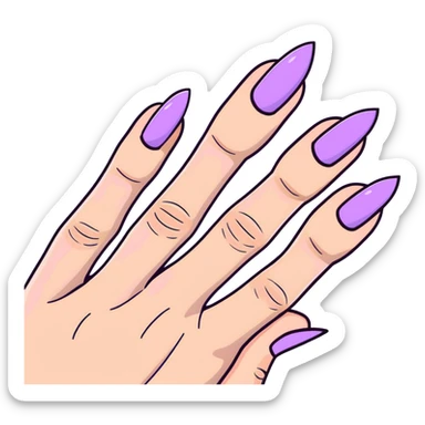 lilac pastel manicure with almond-shaped nails sticker