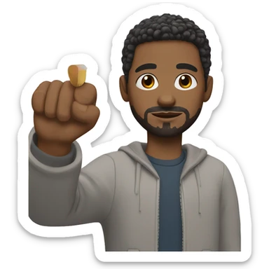 black man with short hair, short beard memoji with a pencil in his hand sticker