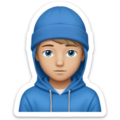 handsome and young teen pinterest boy good at fashion. popular among 'that brat girl', wearing hoodieand beanie with blue eye   sticker