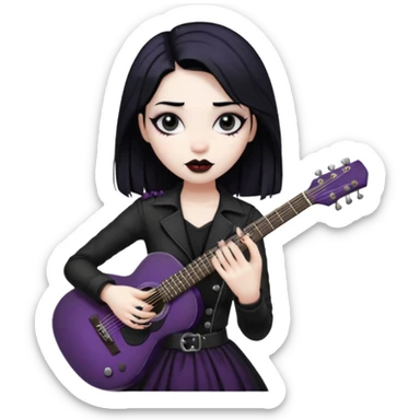 Goth girl with guitar sticker