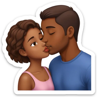Brown skin man kissing brown skin girl sticker