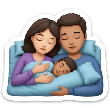 Couple sleeping biracial sticker