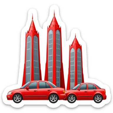 Two towers gettting hit by a car sticker