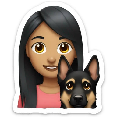 Black hair light skin girl with German shepherd  sticker