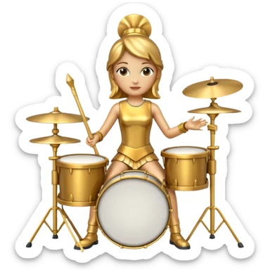 golden statue female drummer sticker