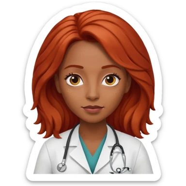 long red haired black female doctor sticker