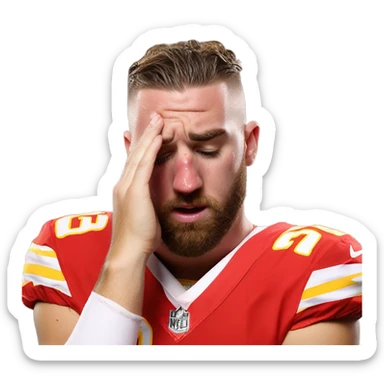 Travis Kelce crying into his hands sticker