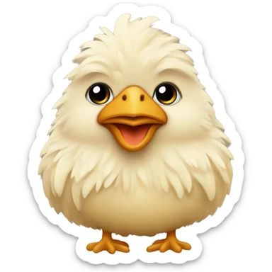 Fluffy chicken beige sticker