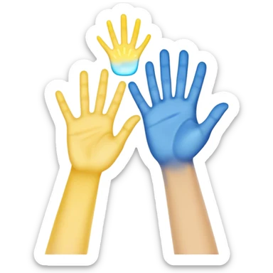 a hand being held by a glowing blue hand and a glowing yellow hand souls sticker