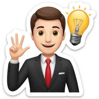 businessman enthusiastically pitching an idea sticker